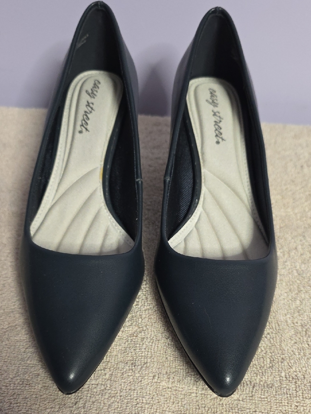 easy street Navy Pointed Toe Heels with Cushioned Insole